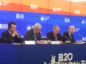 Mr Putin took part in a B20 meeting with business leaders